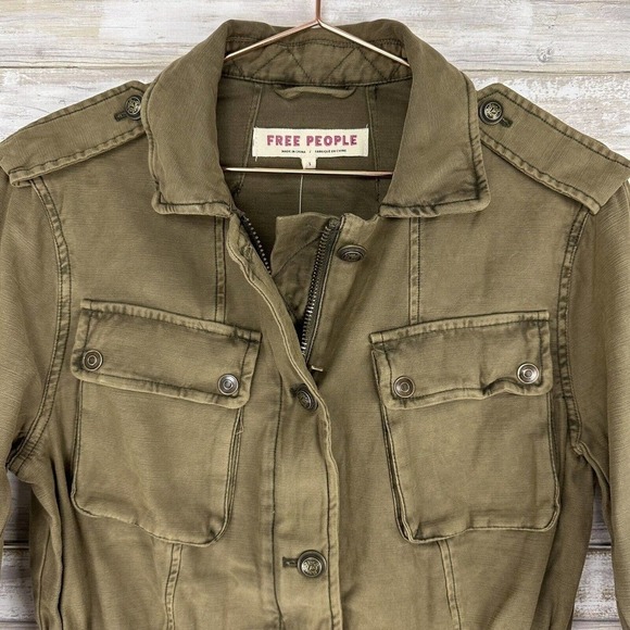 NWT Free People Not Your Brothers Surplus Military Jacket Army Green Women Small - Picture 3 of 16
